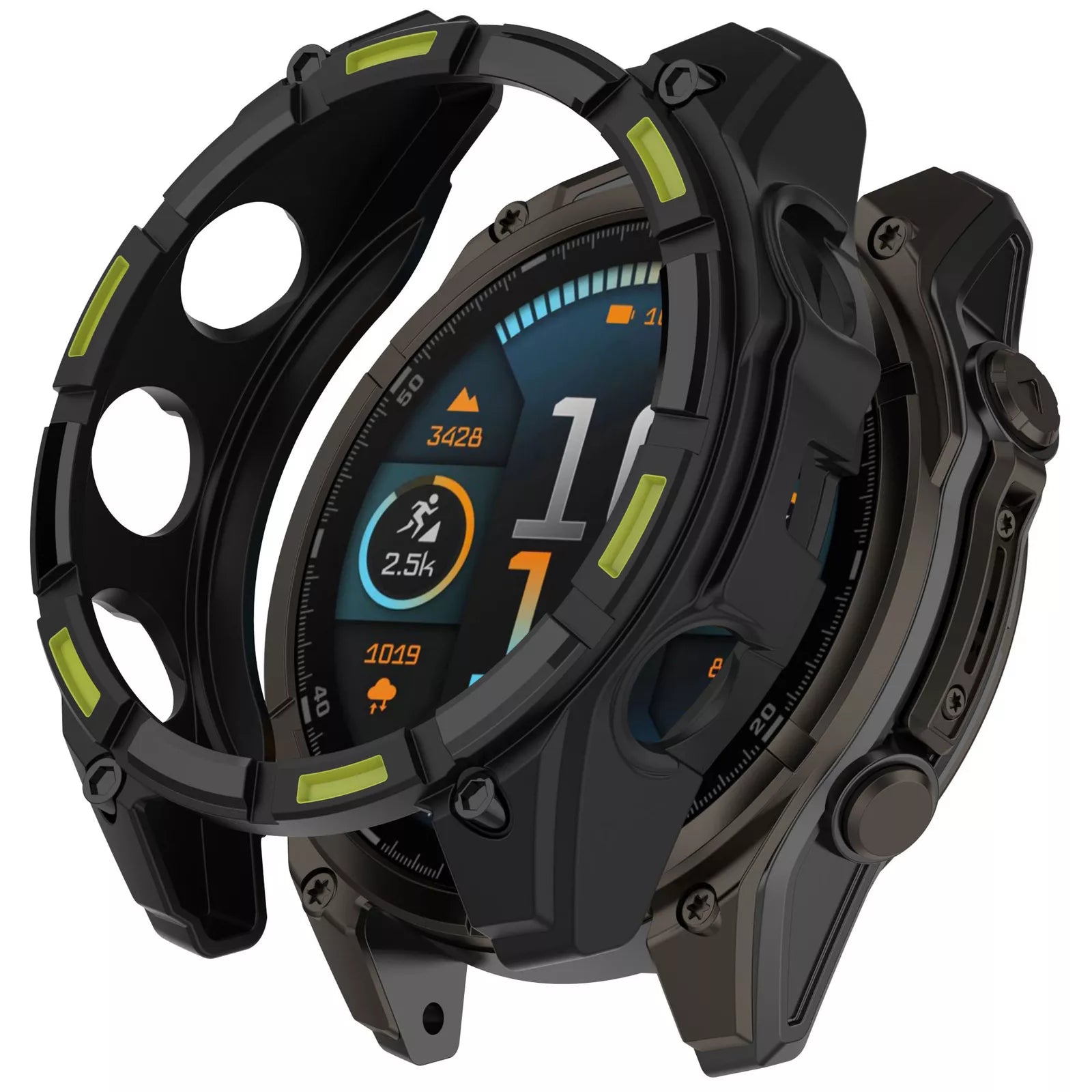 Funda TPU robusta Garmin Fenix 8 - 47mm SOLAR (negra/verde)