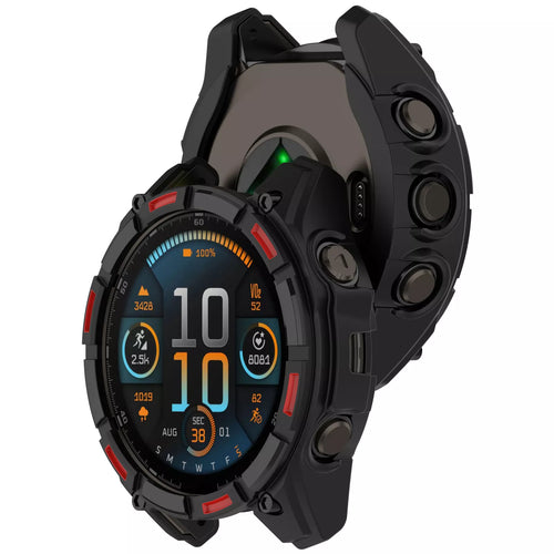 Funda TPU robusta Garmin Fenix 8 - 47mm AMOLED (negra/rojo)