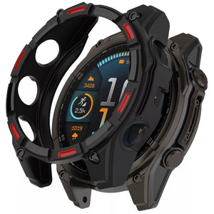 Funda TPU robusta Garmin Fenix 8 - 51mm SOLAR (negra/rojo)
