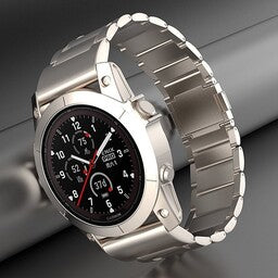 Magnetic Titanium Strap, on a watch, 3/4 front view