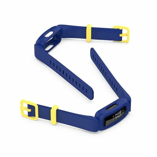 Silicone Strap, blue, on a watch, 3/4 front view