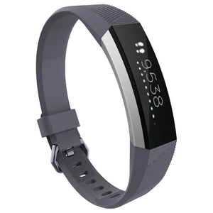 Silicone Strap, grey, on a watch, 3/4 front view