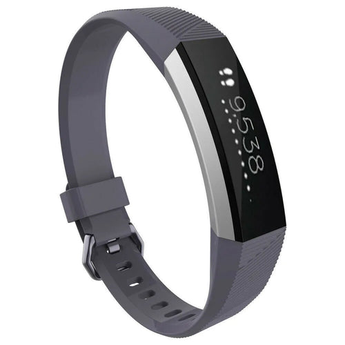 Silicone Strap, grey, on a watch, 3/4 front view