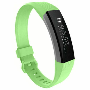 Silicone Strap, light green, on a watch, 3/4 front view