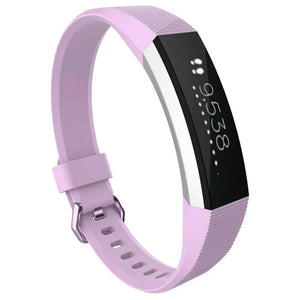 Silicone Strap, lavender, on a watch, 3/4 front view