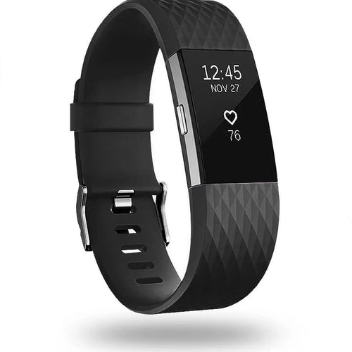Diamond Silicone Strap, black, on a watch, 3/4 front view