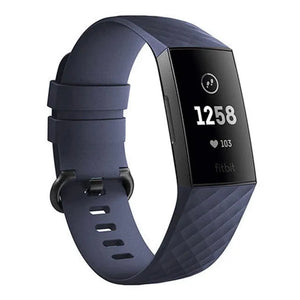 Silicone Strap, dark blue, on a watch, 3/4 front view