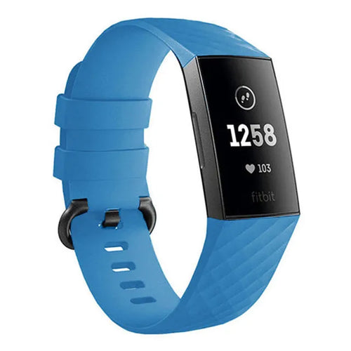 Silicone Strap, light blue, on a watch, 3/4 front view