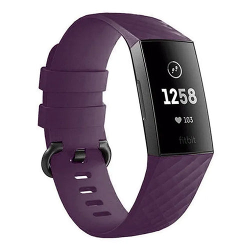 Silicone Strap, purple, on a watch, 3/4 front view