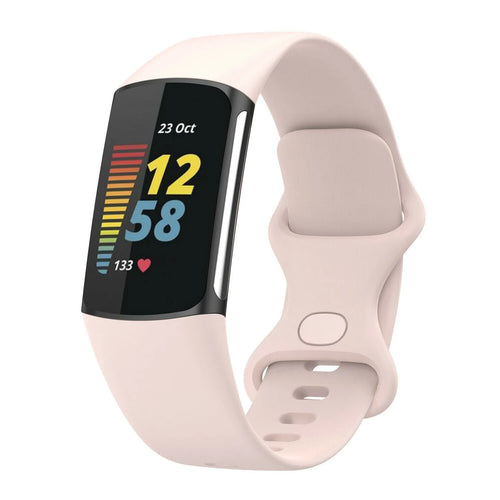Silicone Strap, light pink, on a watch, 3/4 front view