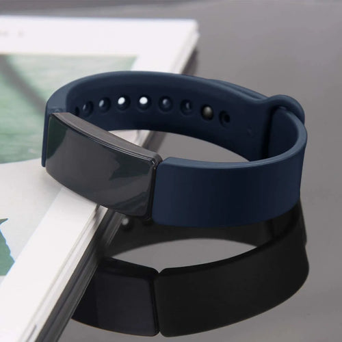 Silicone Strap, blue, on a watch, 3/4 front view
