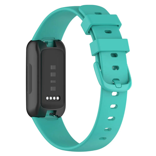 Silicone Strap, aqua, on a watch, 3/4 front view