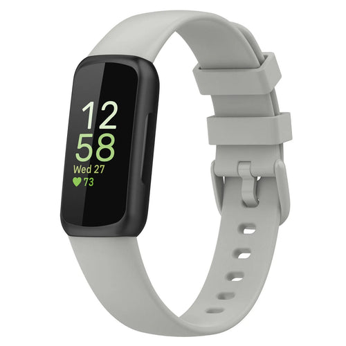 Silicone Strap, grey, on a watch, 3/4 front view
