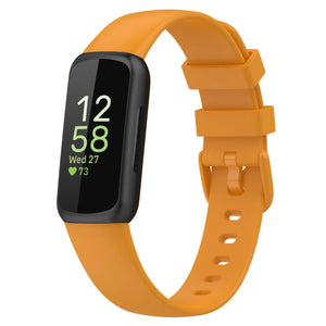 Silicone Strap, orange, on a watch, 3/4 front view