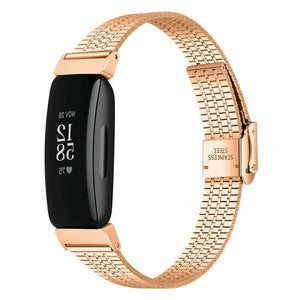 Fine Steel Strap, rose gold, on a watch, 3/4 front view