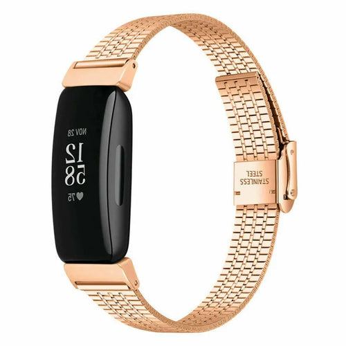 Fine Steel Strap, rose gold, on a watch, 3/4 front view