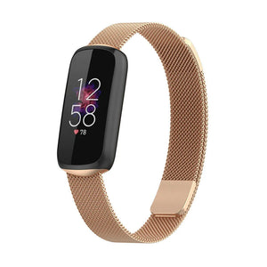Milanese Strap, rose gold, on a watch, 3/4 front view