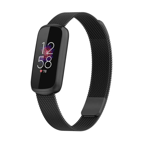 Milanese Strap, black, on a watch, 3/4 front view