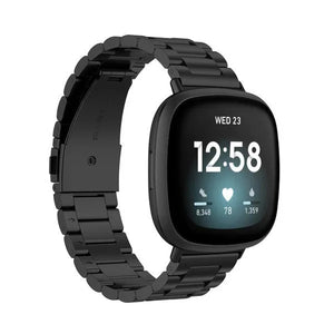 Steel Strap, black, on a watch, 3/4 front view