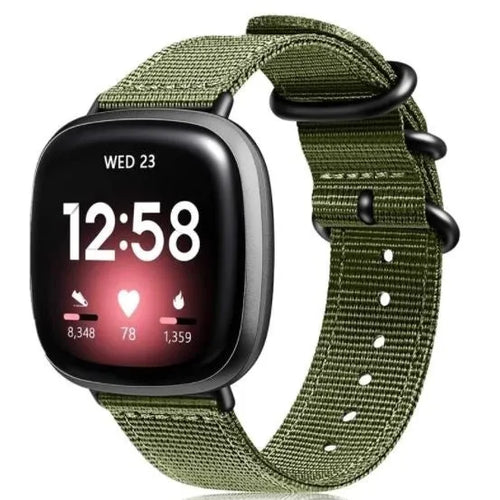 Nylon Buckle Strap, green, on a watch, 3/4 front view