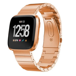 Metal Strap, rose gold, on a watch, 3/4 front view
