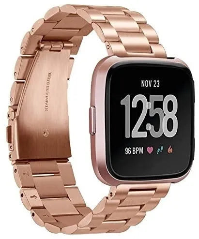 Steel Strap, rose gold, on a watch, 3/4 front view