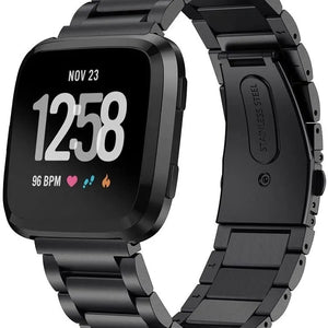 Steel Strap, black, on a watch, 3/4 front view