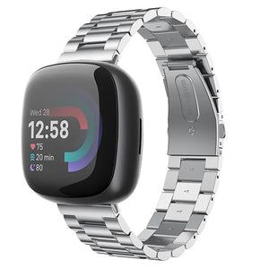 Steel Strap, silver, on a watch, 3/4 front view