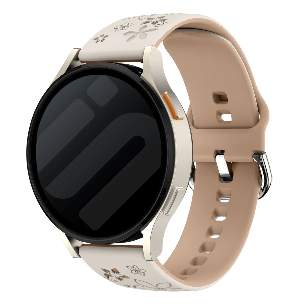 Correa silicona con flores Huawei Watch GT 4 - 41mm (blanco estrella/beige)