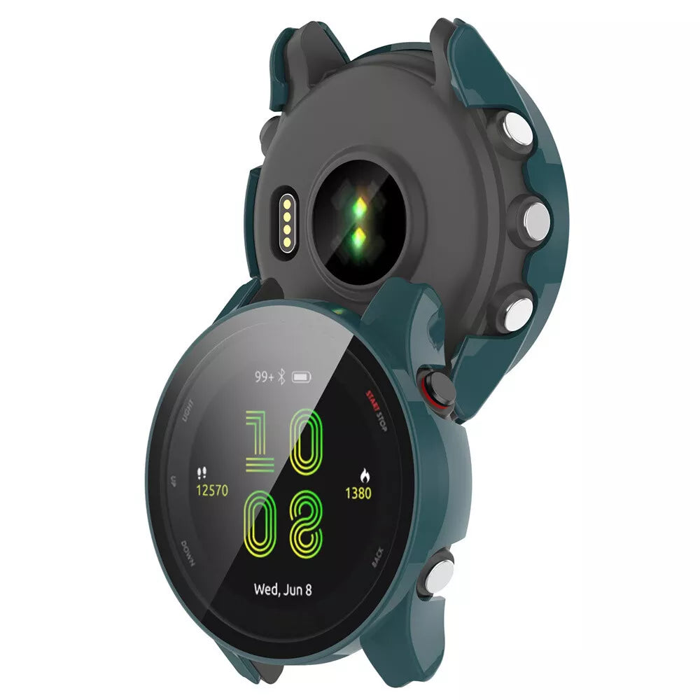 Funda rígida con vidrio Garmin Forerunner 255 (verde)