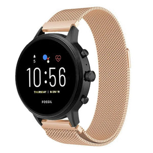 Milanese Strap, rose gold, on a watch, 3/4 front view