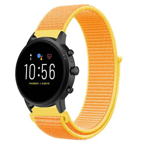 Nylon Strap, light yellow, on a watch, 3/4 front view
