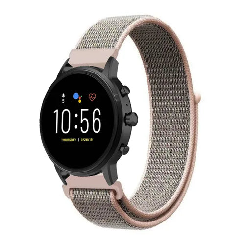 Correa nylon Fossil Gen 4 Explorist HR (gris/rosa)