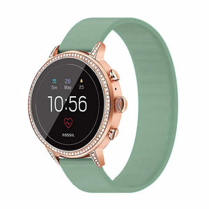 Silicone Elastic Strap, light green, on a watch, 3/4 front view