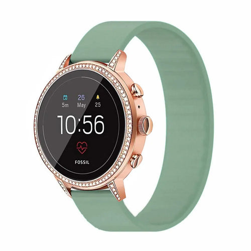 Silicone Elastic Strap, light green, on a watch, 3/4 front view