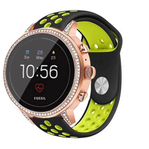 Correa deportiva Fossil Gen 4 Venture HR (negro/amarillo)