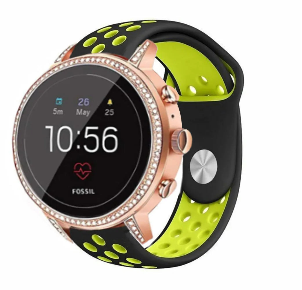 Correa deportiva Fossil Gen 4 Venture HR (negro/amarillo)