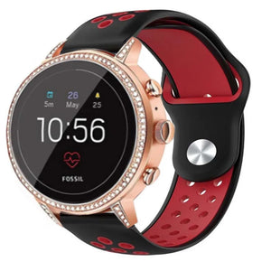 Silicone Sport Strap, on a watch, 3/4 front view
