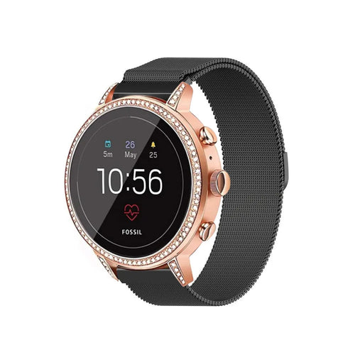 Correa milanesa Fossil Gen 4 Venture HR (negro)