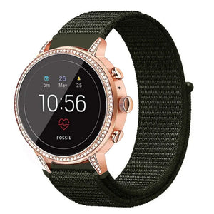 Nylon Strap, dark green, on a watch, 3/4 front view