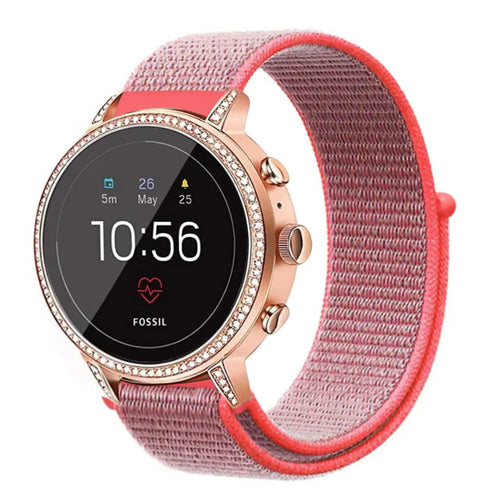 Correa nylon Fossil Gen 4 Venture HR (rosa/rojo)