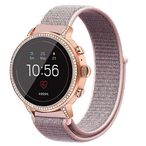 Correa nylon Fossil Gen 4 Venture HR (gris/rosa)