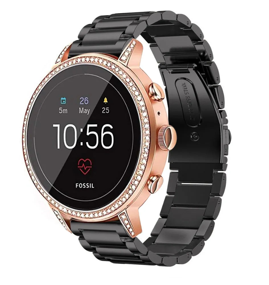 Correa acero Fossil Gen 4 Venture HR (negro)