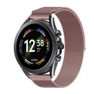 Milanese Strap, pink, on a watch, 3/4 front view
