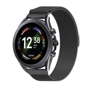 Milanese Strap, black, on a watch, 3/4 front view