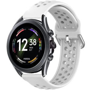 Breathable Silicone Strap, white, on a watch, 3/4 front view