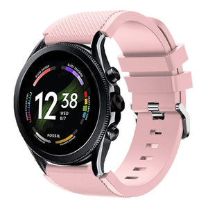 Twill Silicone Strap, pink, on a watch, 3/4 front view