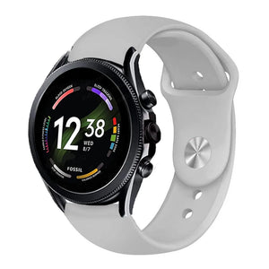 Silicone Sport Strap, grey, on a watch, 3/4 front view