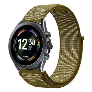 Nylon Strap, olive, on a watch, 3/4 front view
