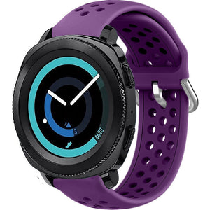 Breathable Silicone Strap, purple, on a watch, 3/4 front view
